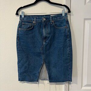 Rag & Bone Blue Denim Front Slit Knee Length Skirt Size 26